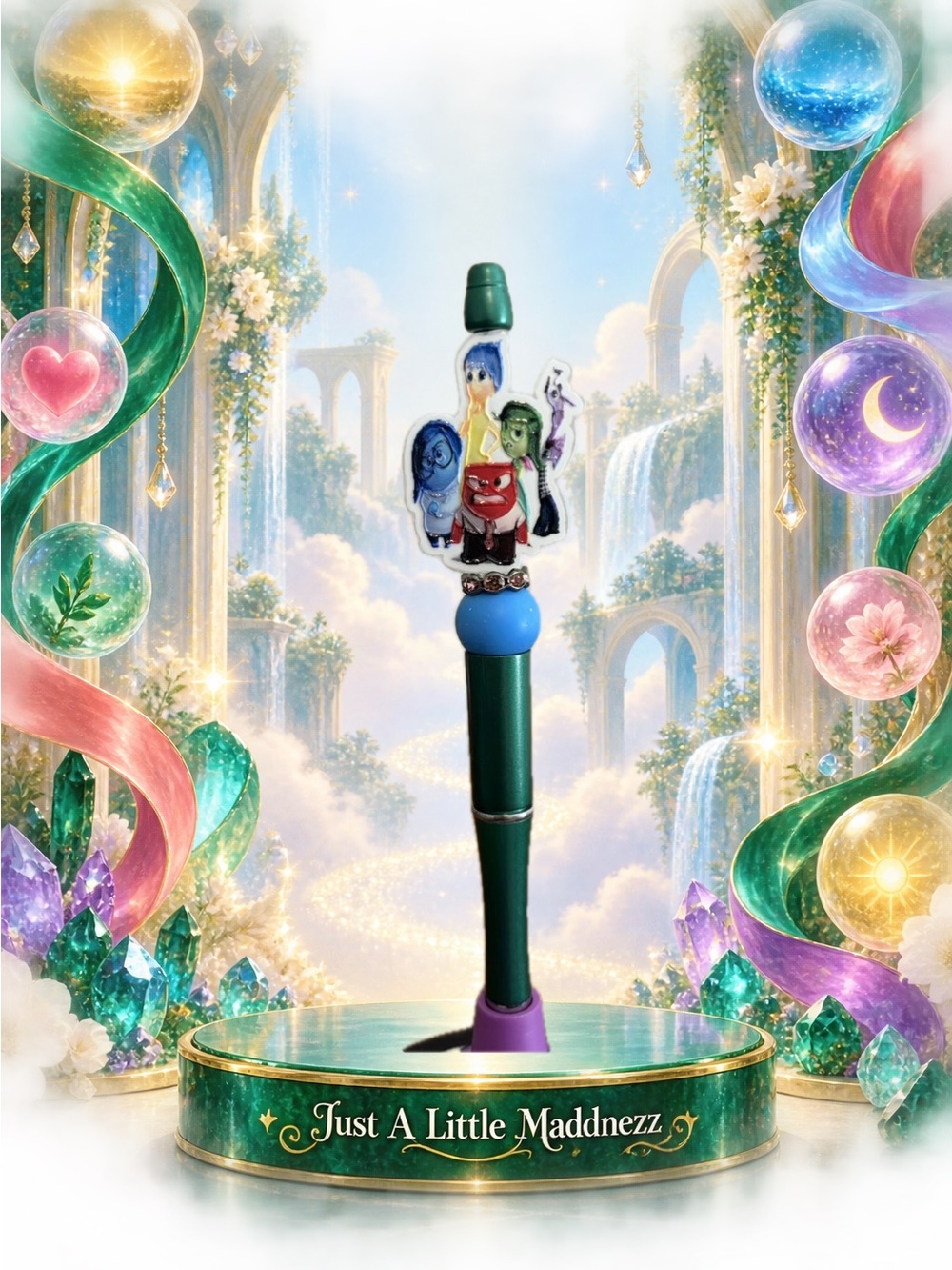 Fun Character Topper Pen - Green & Blue